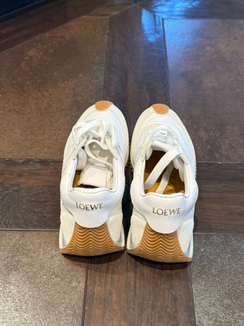 LOEWE Women's Flow Runner Suede and Leather Sneakers, White, Size 38